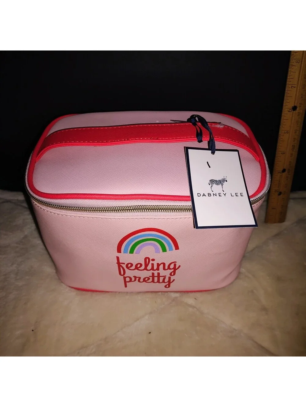 NWT Dabney Lee Pink On Pink / Rainbow Makeup Cosmetic Bag 